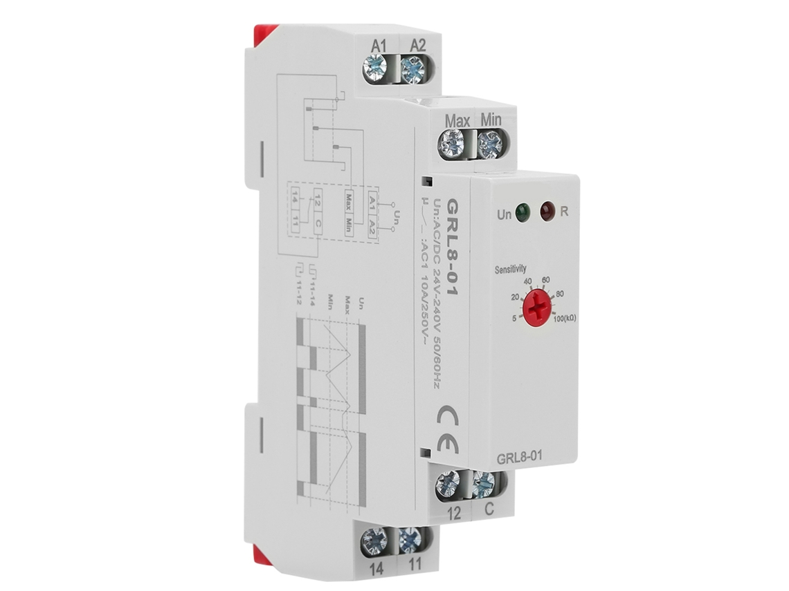 Relé De Control De Nivel De Líquido Grl8-01 10a Ca/cc 24v-240v Para Piscinas Y Depósitos.