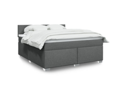 Cama Box Spring Con Colchón Tela Gris Oscuro 180x200 Cm