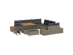 Maison Exclusive - Conjunto De Sofás De Jardín Con Cojín 13 Pcs Gris Poliratán