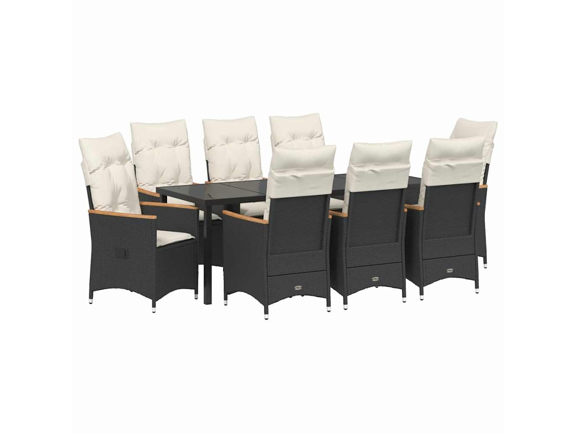 Maison Exclusive - Conjunto De Comedor De Jardín 9 Pcs Negro Ratán Sintético