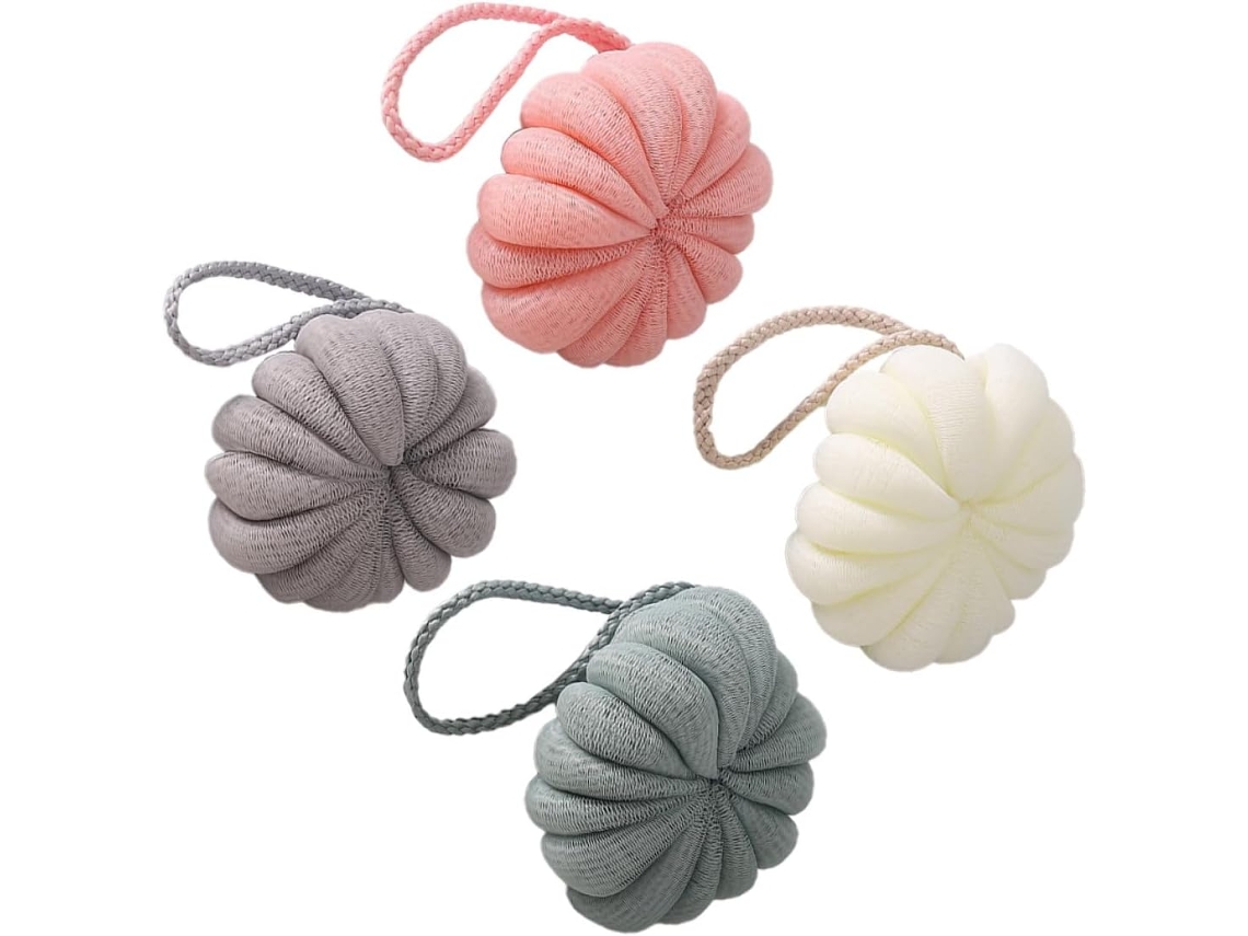 Juego De 4 Bolas Exfoliantes Elásticas De Color Gris.