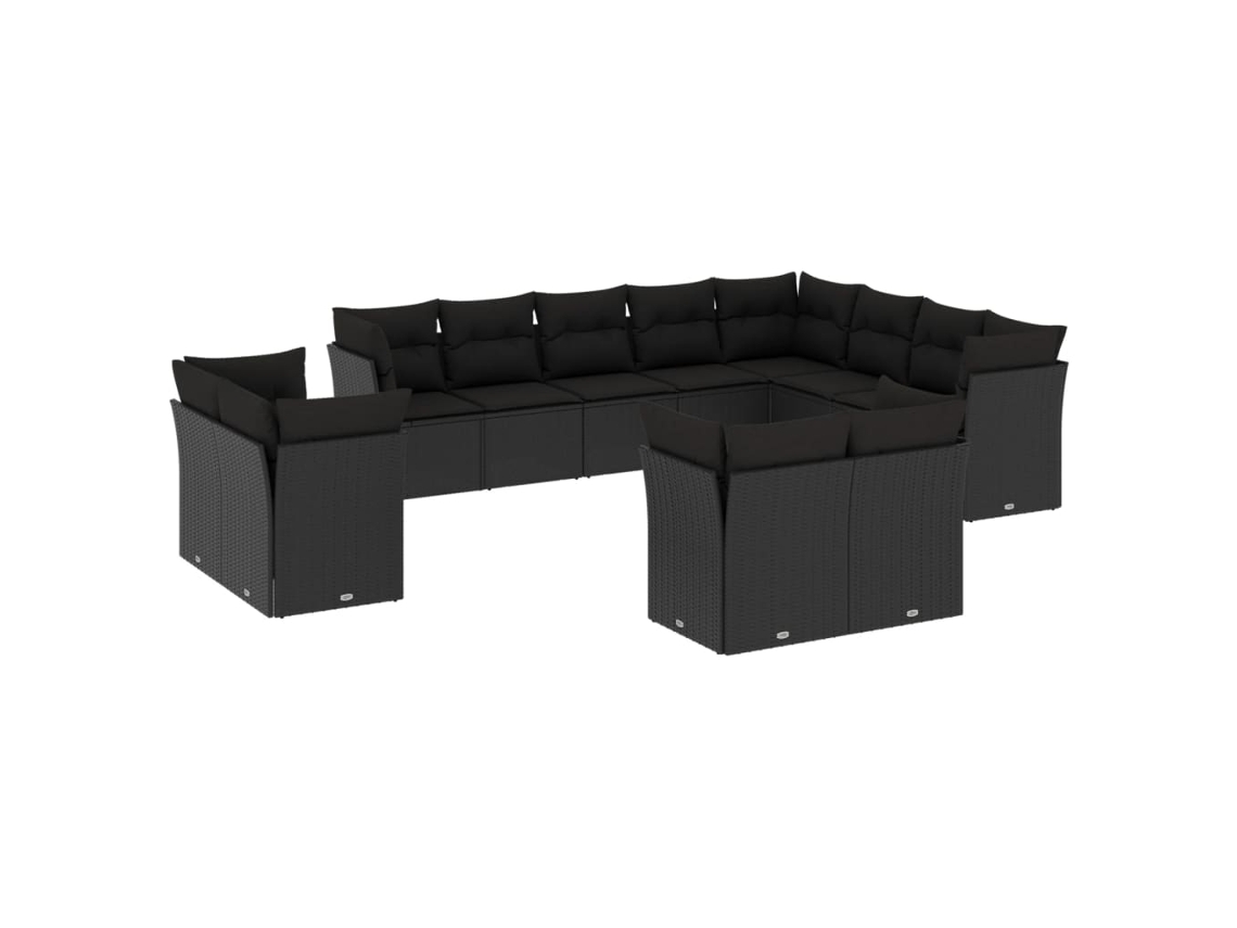 Maison Exclusive - Set De Sofás De Jardín 12 Piezas Cojines Ratán Sintético Negro