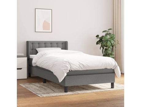 vidaXL Cama con somier y colchón 90x190 cm tela gris oscuro