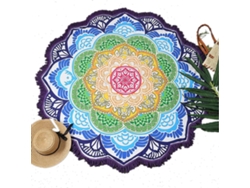 NEVEANCE Toalla de playa redonda con diseño de mandala, colores vibrantes, microfibra absorbente de secado rápido para mujeres y hombres.