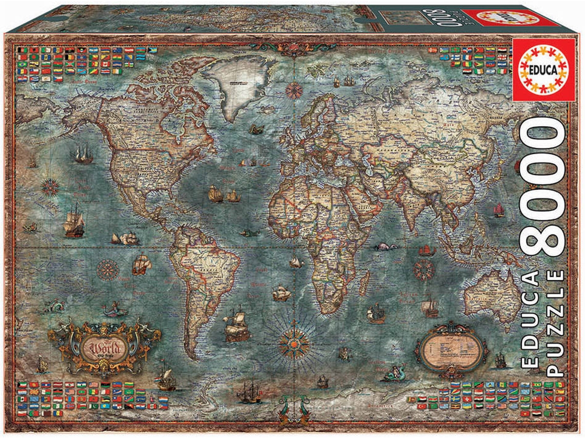 Puzzle EDUCA 8000 Mapa Histórico del Mundo (Edad Mínima: 12 Años - 8000 Piezas)