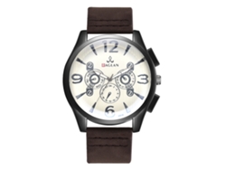 Reloj De Pulsera Para Hombre Con Correa De Cuero Pu De Cuarzo Con Números Grandes (marrón Oscuro)