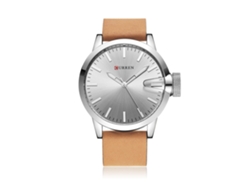 Reloj Hombre De Cuarzo Impermeable Con Correa De Cuero Pu Moda Empresarial Blanco