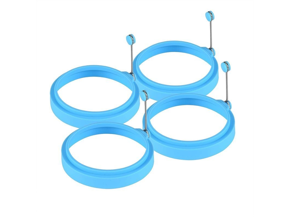 2026da-anillos De Silicona Para Huevos Linjou, Moldes Para Huevos Fritos Y Panqueques, 4 Piezas Azules, Reutilizables Y Resistentes Al Calor