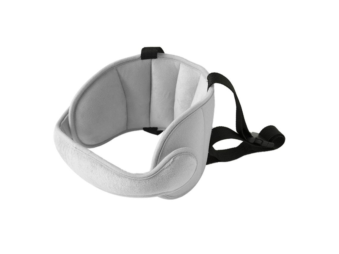Soporte para la cabeza para asiento de coche, alivio del cuello para niños, bebés y niños pequeños, correa gris.