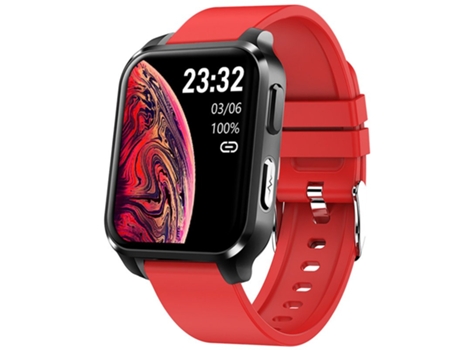 Smartwatch E90 Presión arterial Oxígeno en la sangre Monitoreo del sueño Impermeable Silicona Rojo
