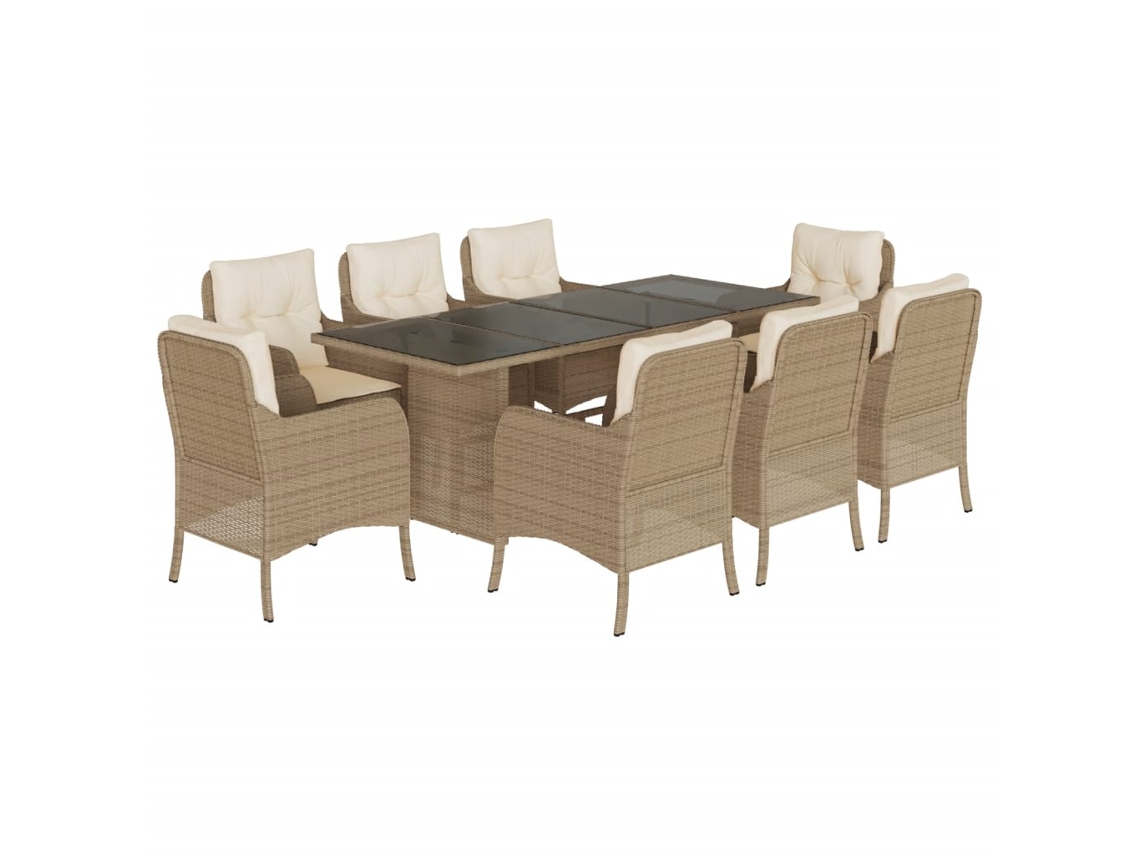 Maison Exclusive - Set Comedor De Jardín 9 Pzas Con Cojines Ratán Sintético Beige
