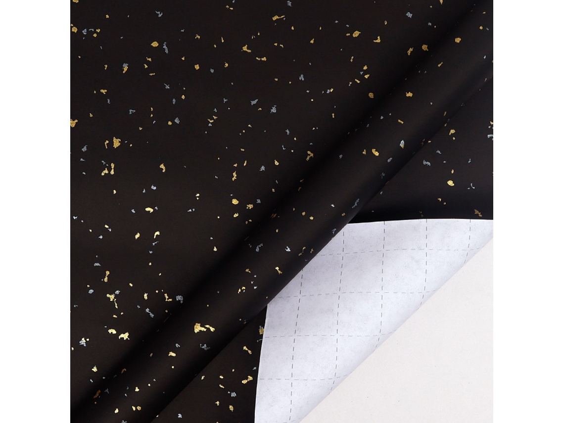 Papel de regalo navideño Chrui Design Negro y Dorado, 43 cm x 10 m