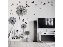Pegatina De Pared Diente De León Con Mariposa Floral 3d – Negro – Decoración Para Salón, Cocina, Armario, Ventana