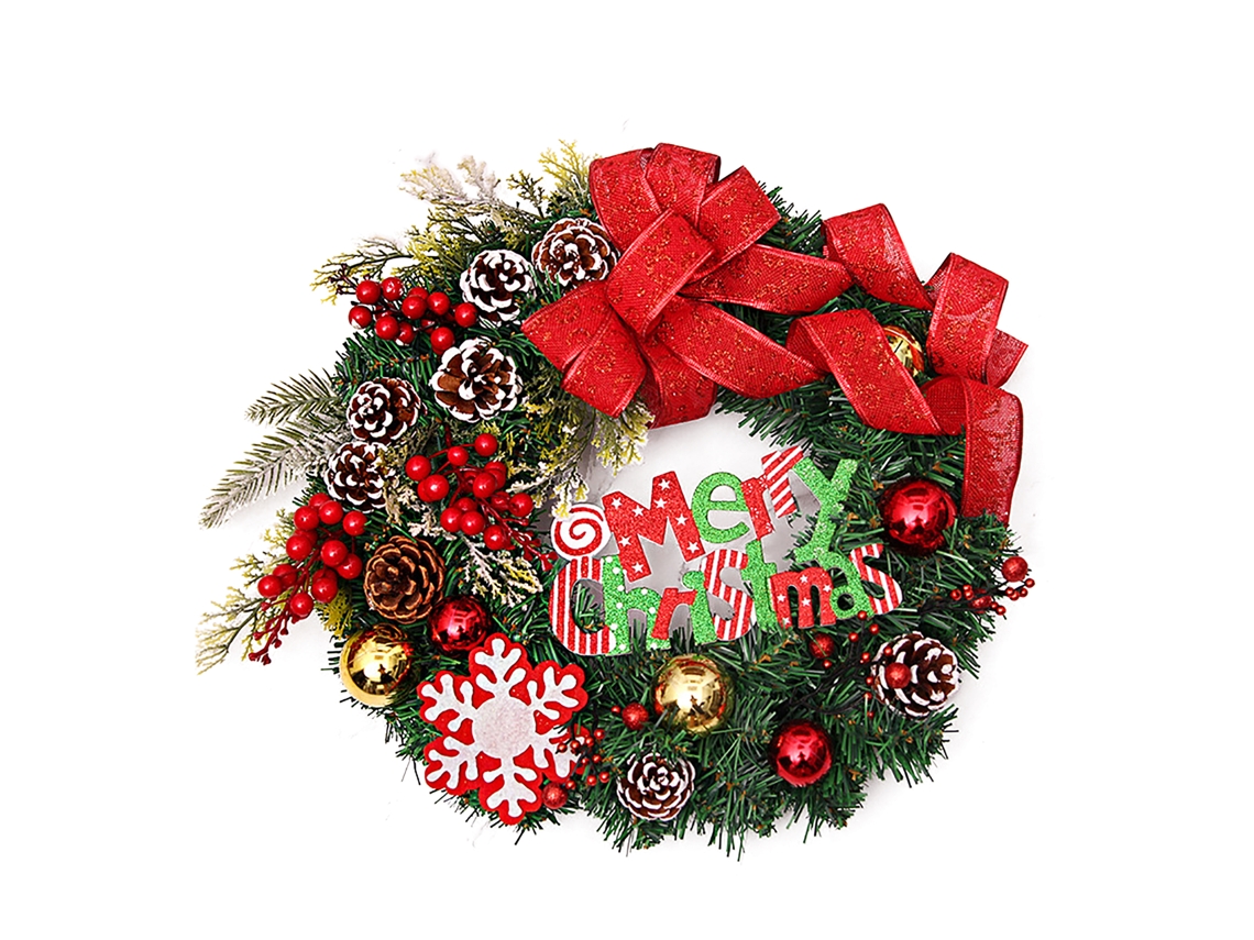 Corona navideña decorativa festiva para puerta