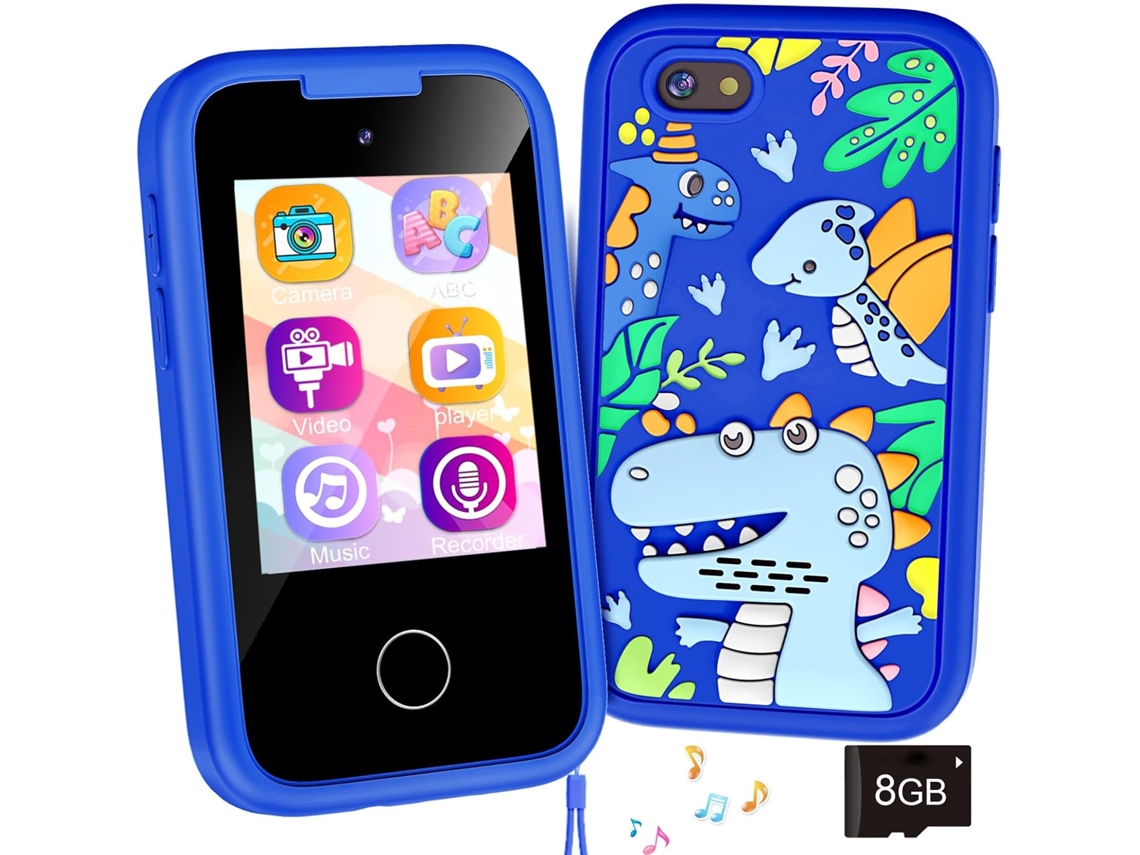 YUYSAN Cámara para teléfono móvil para niños con Pantalla táctil de 2,8 Pulgadas para Tomar Fotos, vídeos y Juegos Dinosaurio Azul8GB SD