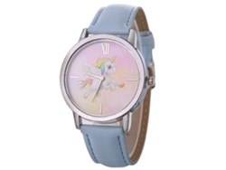 Reloj De Lujo Para Mujer Con Correa De Cuero, Esfera Redonda Y Movimiento De Cuarzo Azul Claro.