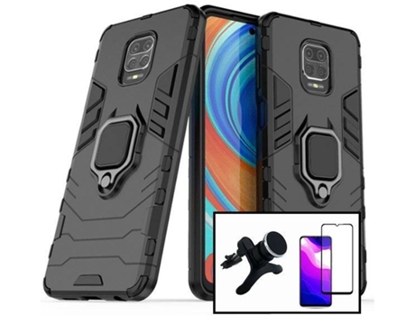 Kit Protector de Cristal Templado 5D Full Cover, Funda 3X1 Military Defender y Soporte Magnético de Coche Reforzado Xiaomi Redmi Note 10 Lite PHONE...