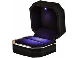 Caja De Lujo Para Anillos, Estuche Cuadrado De Terciopelo Con Luz Led Para Bodas.