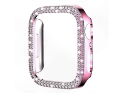 Capa De Policarbonato Vazada Com Diamantes Em Fileira Dupla Para Smartwatches.