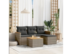 Conjunto de sofás de jardín de 5 piezas DKD Home Decor con cojines de mimbre gris