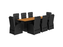 Maison Exclusive - Set De Comedor De Jardín 9 Pzas Y Cojines Ratán Sintético Negro