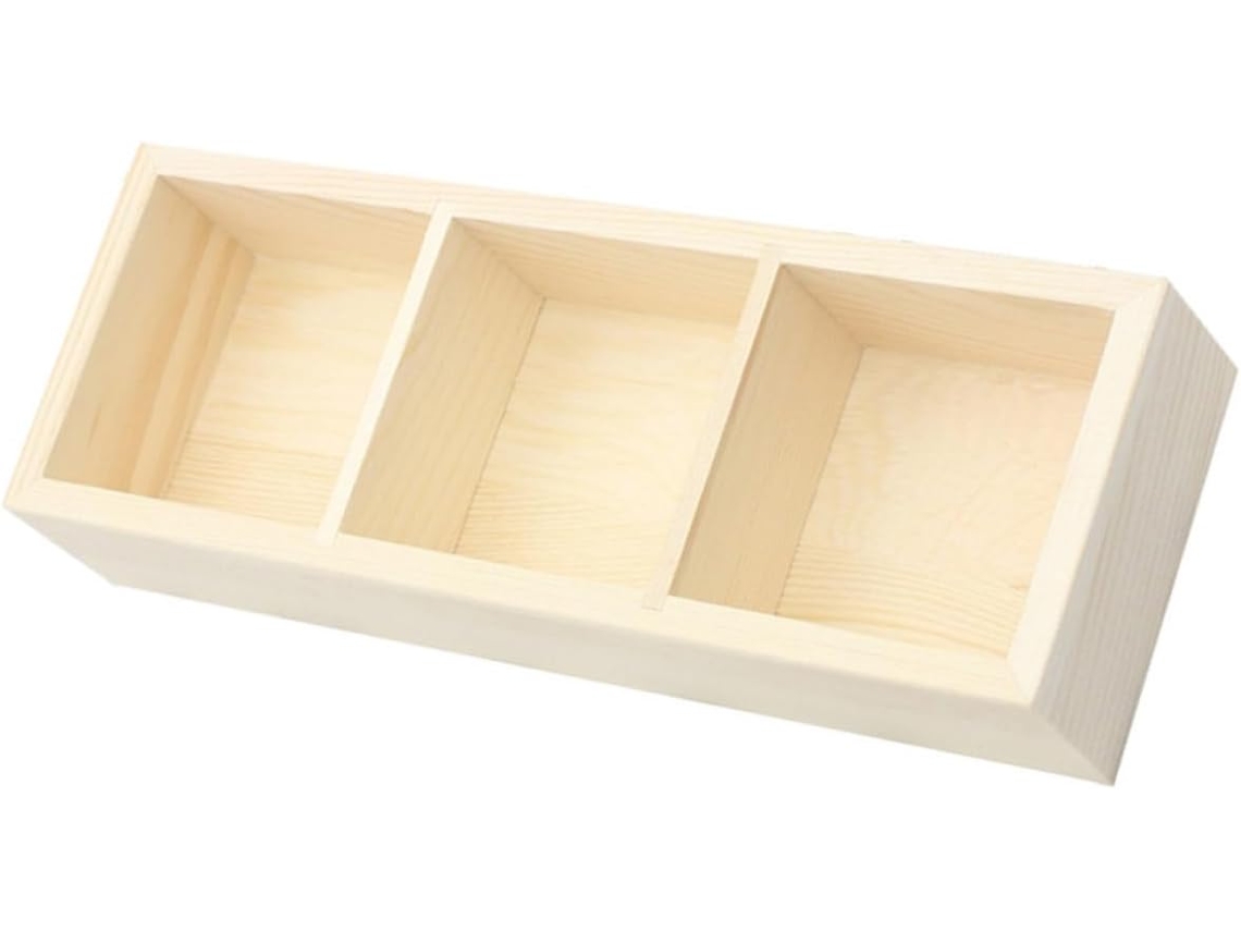 Caja De Almacenamiento De Madera Con 3 Compartimentos, Soporte Para Bolsitas De Té Y Azucarero.