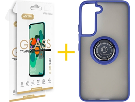 Carcasa + 2 Protectores de Pantalla para Samsung Galaxy S22 Plus 5G ACCETEL Azul