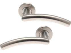 Pareja De Manijas De Puerta En Roseta Inox Tempo Classic, Cuadrada 7mm Con Resorte De Retorno Y Hardware Estándar
