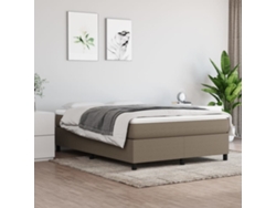 Cama Box Spring Con Colchón Tela Gris Taupe 140x190 Cm