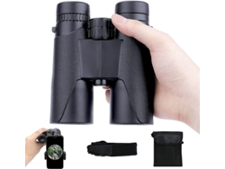 Binoculares compactos 12x42 con adaptador para teléfono. Observación de aves, viajes, turismo, caza, fauna, deportes, espectáculos. Negro. Bestvite.