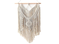 Colgante De Pared Macramé Boho Decoración Con Madera Flotante De 50x88cm Para Hogar