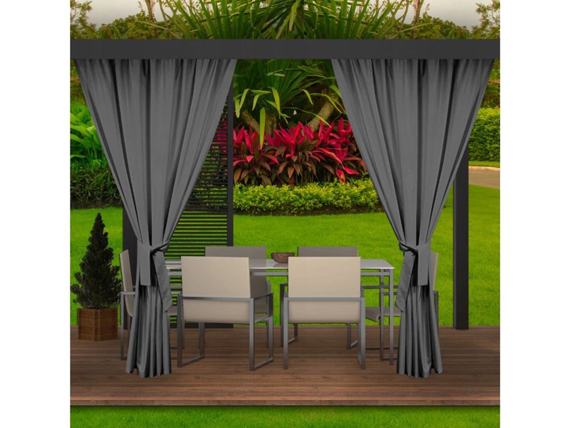 Cortinas Exterior 2x155x220cm Antracita Cortina para Pérgola Impermeable Cortina exterior para terraza Cortina parasol para balcón