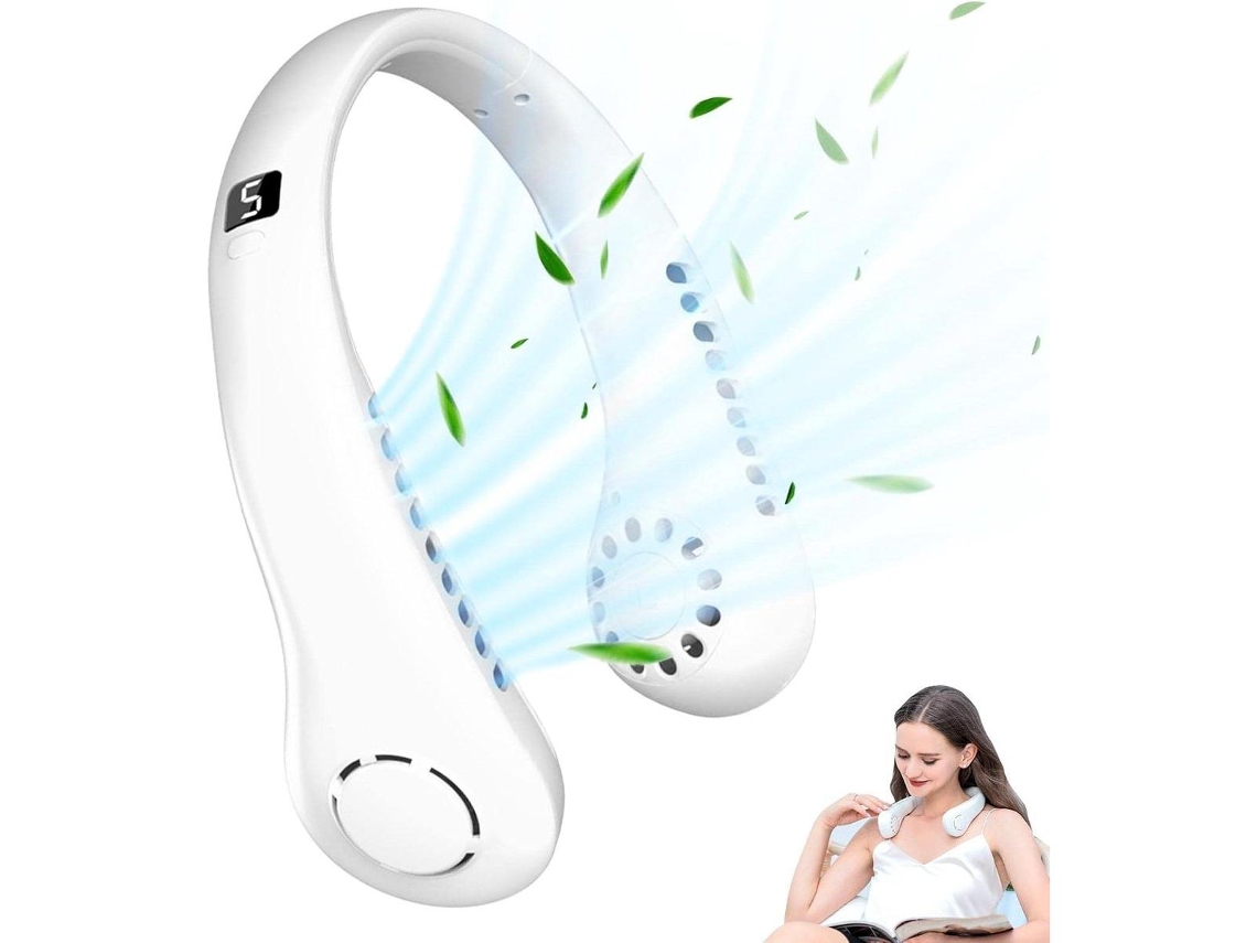 Ventilador De Cuello Portátil Con 5 Velocidades, Pantalla Led, Ligero Y Silencioso.
