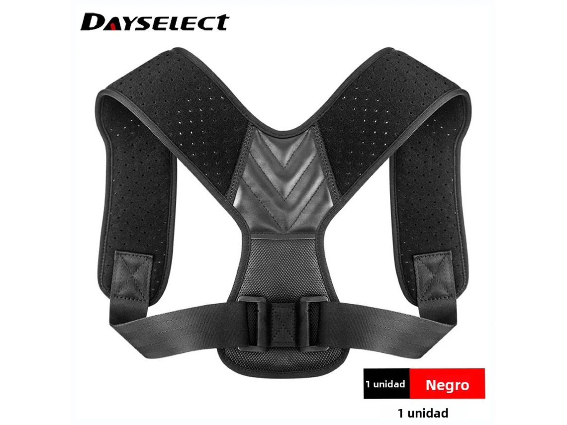 (negro M) Cinturón Corrector De Postura Ajustable, Collarín