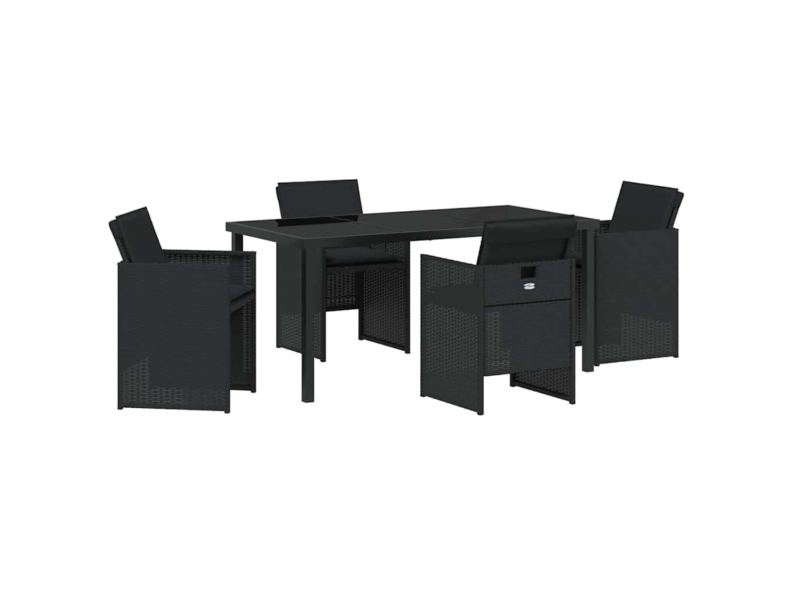 Maison Exclusive - Conjunto De Comedor De Jardín 5 Pcs Negro Ratán Sintético