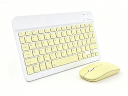 Kit Teclado Bluetooth 10 Pulgadas Amarillo + Ratón Bluetooth, Compatible Con Android, Ios Y Mac