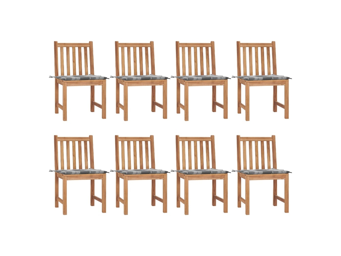 Sillas de jardín DKD Home Decor de 8 piezas con cojines, madera maciza de teca