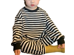 Conjunto Infantil De Oso A Rayas, Manga Larga, Diseño Adorable, Chaleco Y Pantalón, Poliéster.