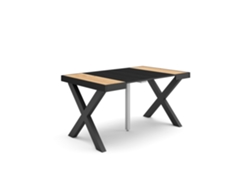 Mesa Consola extensible 140 Para 6 comensales Patas madera maciza Roble y negro SKRAUT HOME