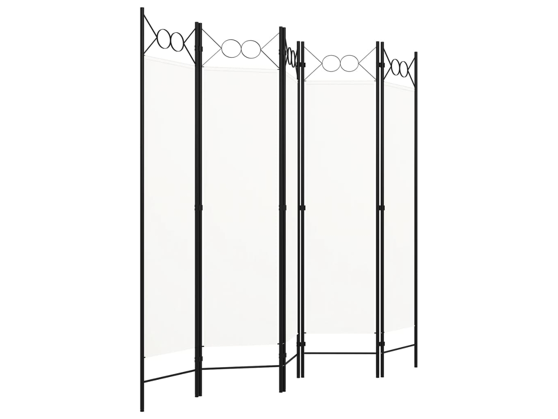 Separador de ambientes con 5 paneles, 200x180 cm, blanco.