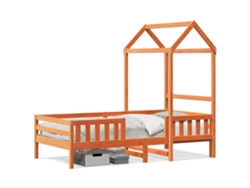 Estructura de cama con techo 90x200 cm pino macizo marrón miel Dkd Home Decor