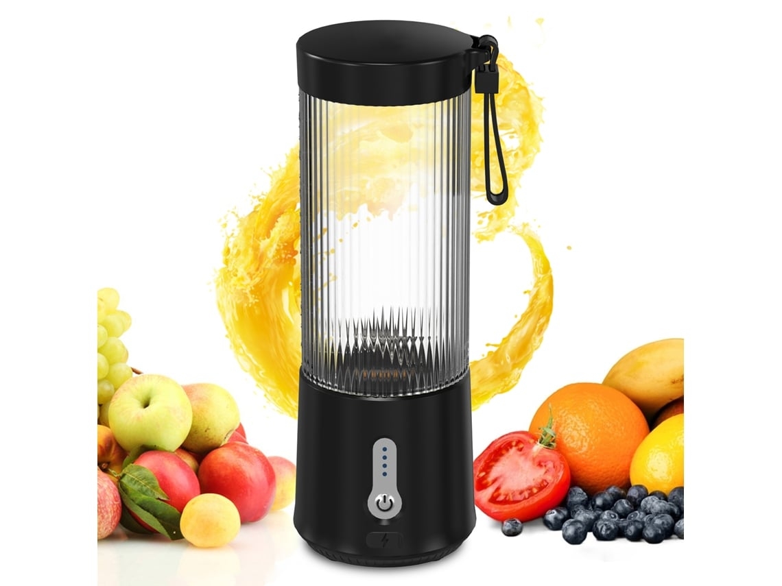 Exprimidor Eléctrico Pequeño Portátil De 450ml Recargable Para Frutas Verduras Milkshakes Batidos Veanxin (negro)