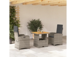 Juego de comedor de jardín de 3 piezas DKD Home Decor con cojines de mimbre gris