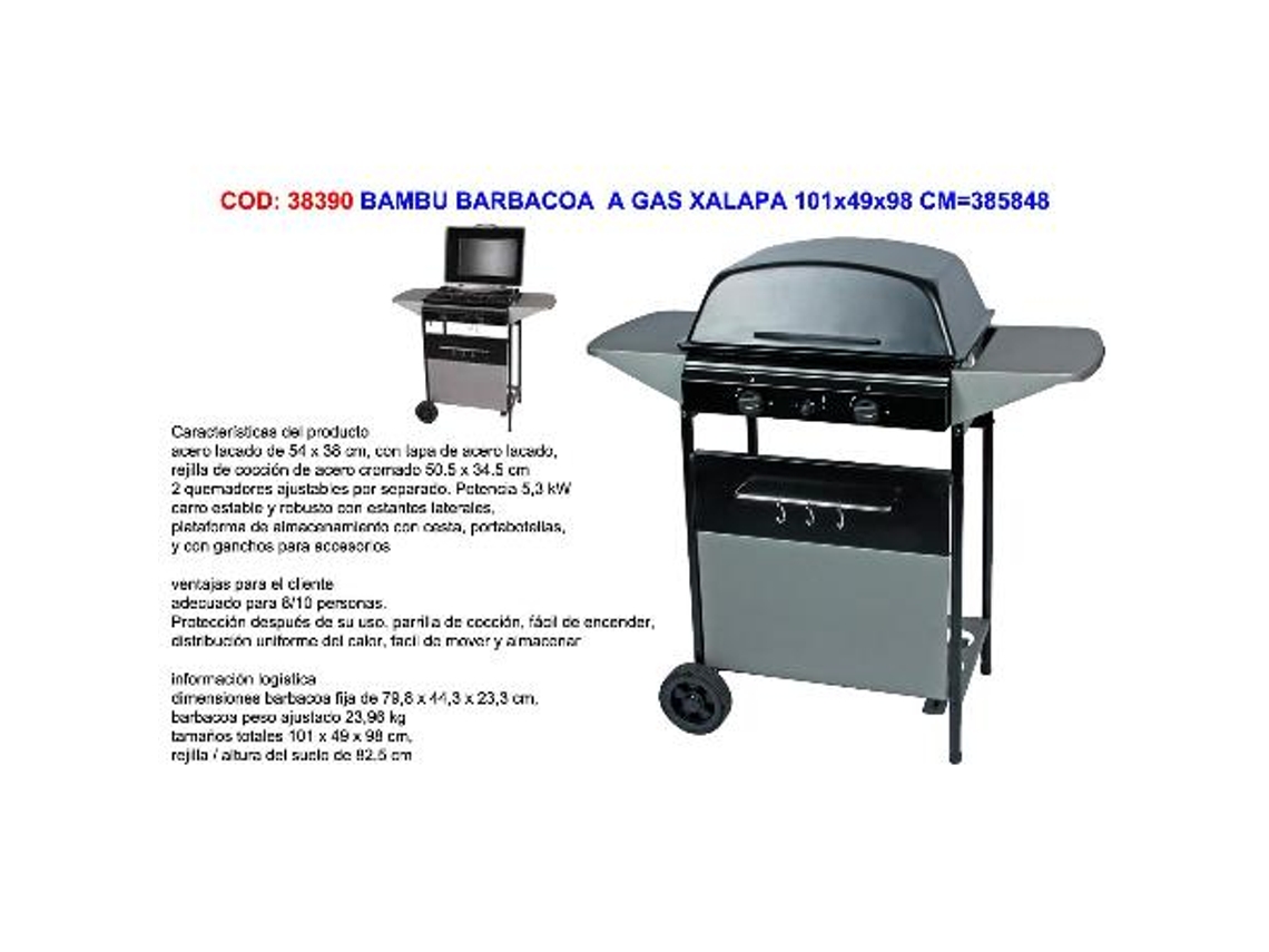 Bambu barbacoa a gas xalapa 101x49x98 cm 385848