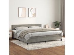 Cama Box Spring Con Colchón Terciopelo Gris Claro 200x200 Cm