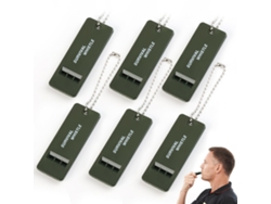 Set 6 Silbatos De Supervivencia Y Emergencia - Ideal Para Senderismo Y Outdoor - Plástico - Verde Militar