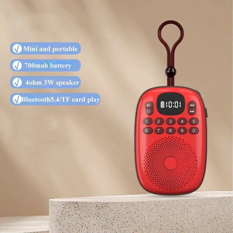 Mini Radio Fm Digital (roja) - Pantalla Led - Altavoz Bluetooth 5.4 - Compatible Con Tarjeta Tf - Recargable