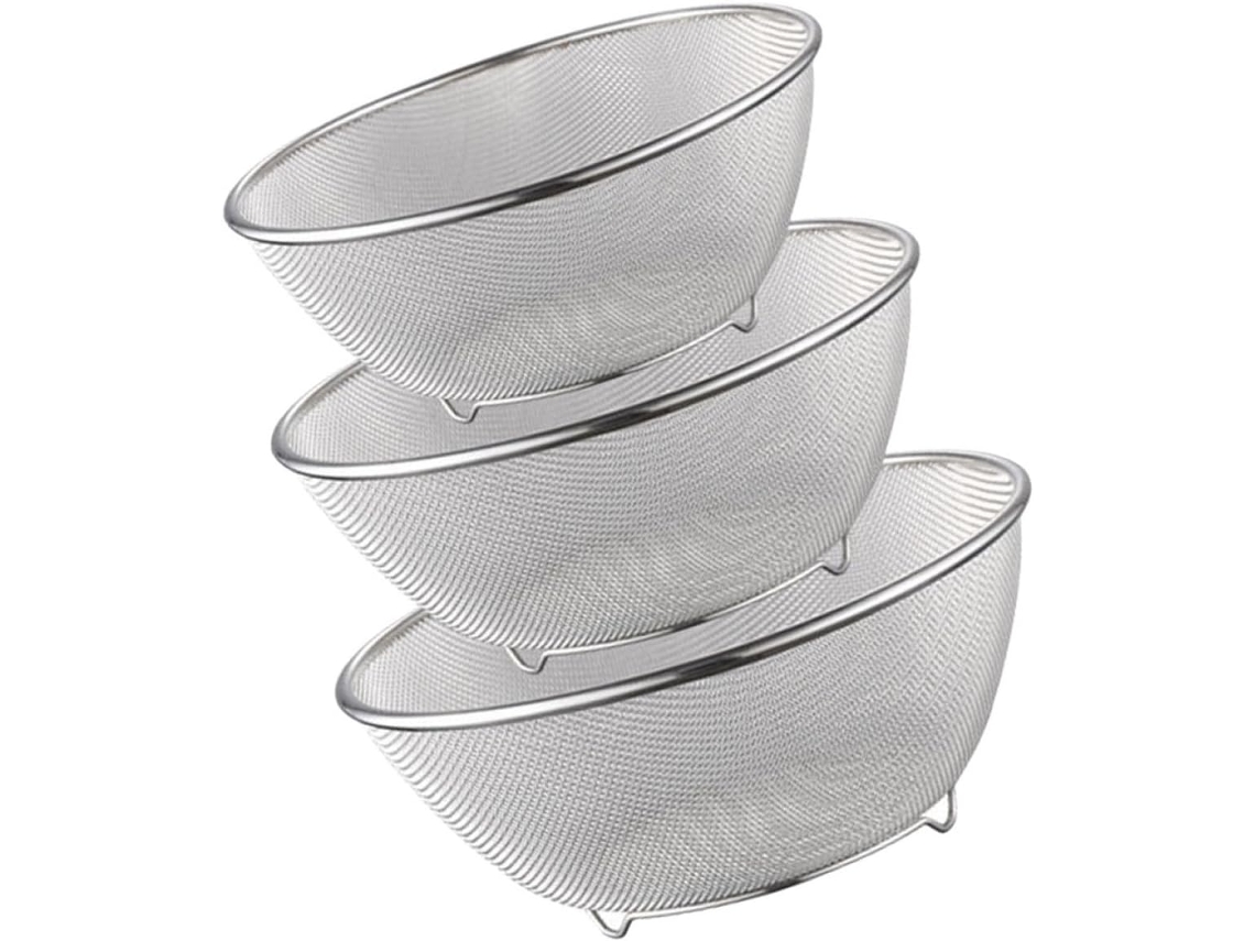 Colador De Arroz De Acero Inoxidable, 3 Piezas, Cesta De Malla Fina