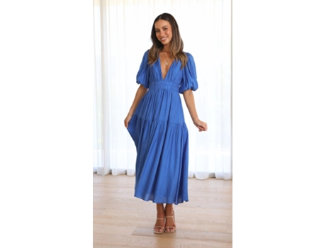 Vestido FYY de manga Farol Con Escote en V Pronunciado (XL)