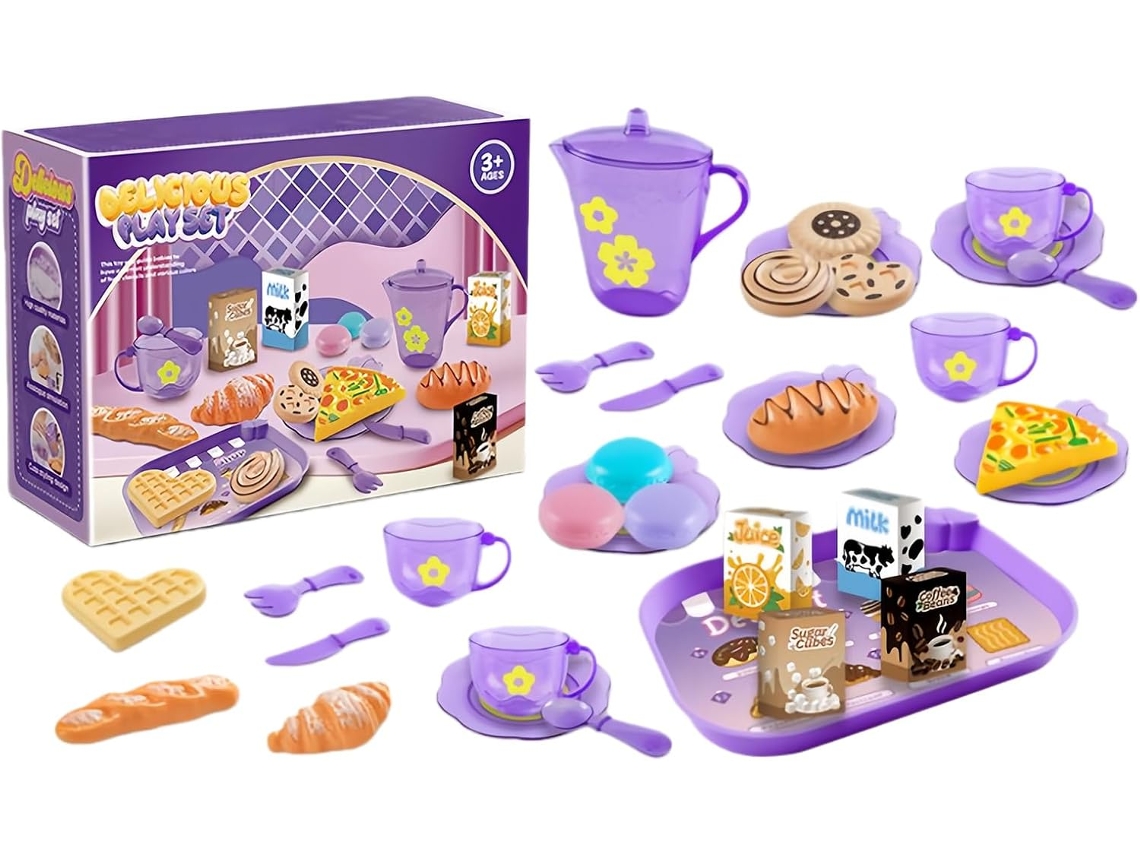 De Cuisine De Jeu Pour Enfants, 33 Pièces, Kit De Jeu à Thé Sûr, Jouet Amusant Pour Filles Chaberlu